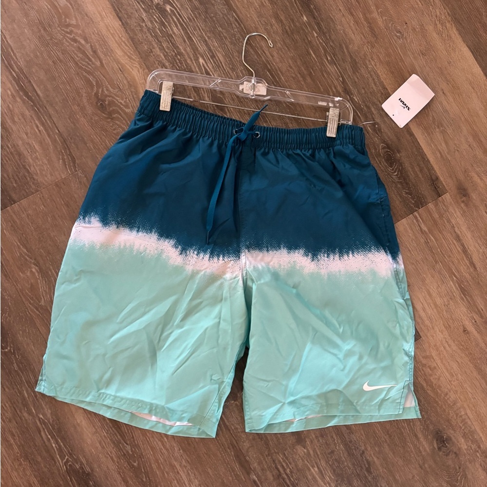 Mens Nike Teal Ombre Swim Trunks Sz L NWT